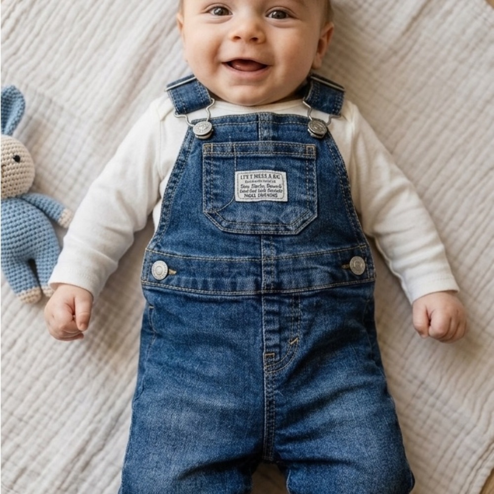 VTG Style Levi Strauss Denim Koverall‎ Kids Size 3 Months Bib Jean Overalls Baby